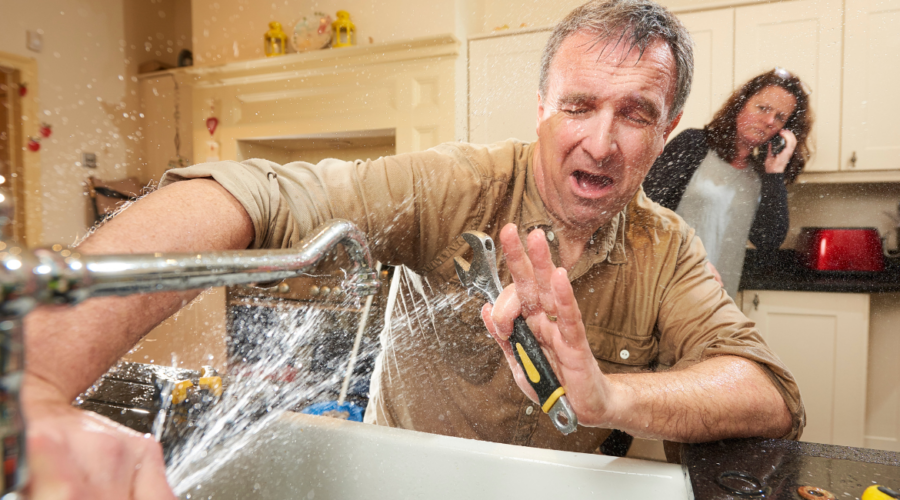 Homeowner trying to fix his own plumbing.