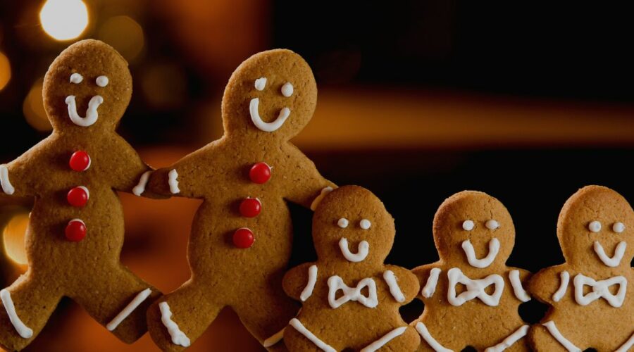 Gingerbread man cookies baked in new kitchen.